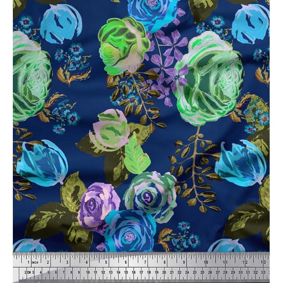 Soimoi Rayon Fabric Leaves & Floral Artistic Fabric Prints by Yard 56 Inch Wide