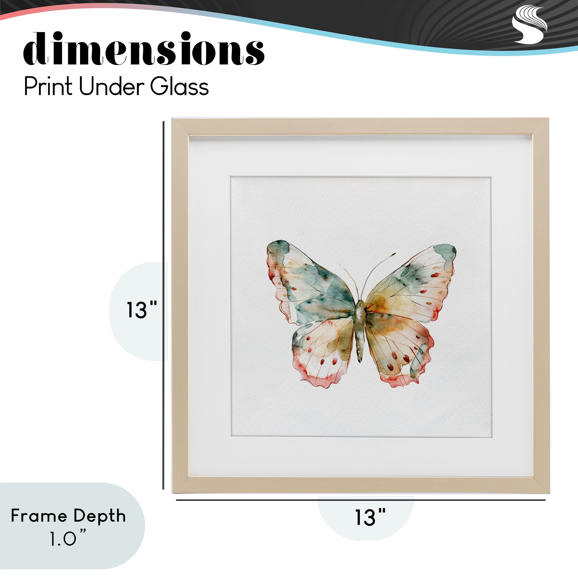Stupell Industries Muted Watercolor Butterfly Birch Framed Print Under Glass, design by Kim Allen