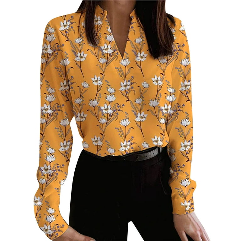 Floral Woman Ladies Tops V-Neck Blouse Blusas Mujer