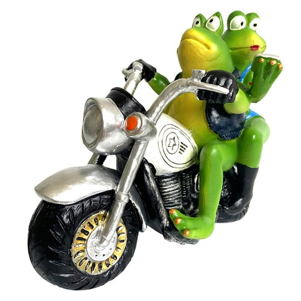 Pareja De Ranas Adorno Resina Colorido Interesante Rana Divertida Montar En Moto Ver Teléfono Estatuilla Estatua Para La Decoración Del Jardín De La Oficina En El Hogar Vogacara HA021827-00