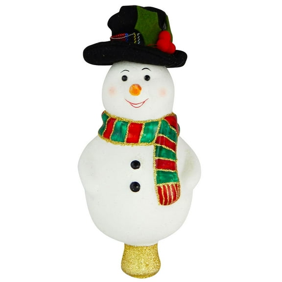 Snowman Tree Topper - One Tree Finial 7.75 Inch, Glass - Finial Glittered 71669