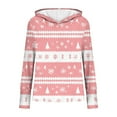 thumbnail image 6 of Womens Tops Christmas Hooded Sweatshirt Printed Long Sleeved Casual Pullover Sweatshirt,Tops for Women Pink M, 6 of 6