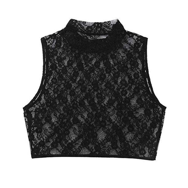 DPTALR Women's Sheer Mesh See-Through Sleeveless Crop Tops Casual