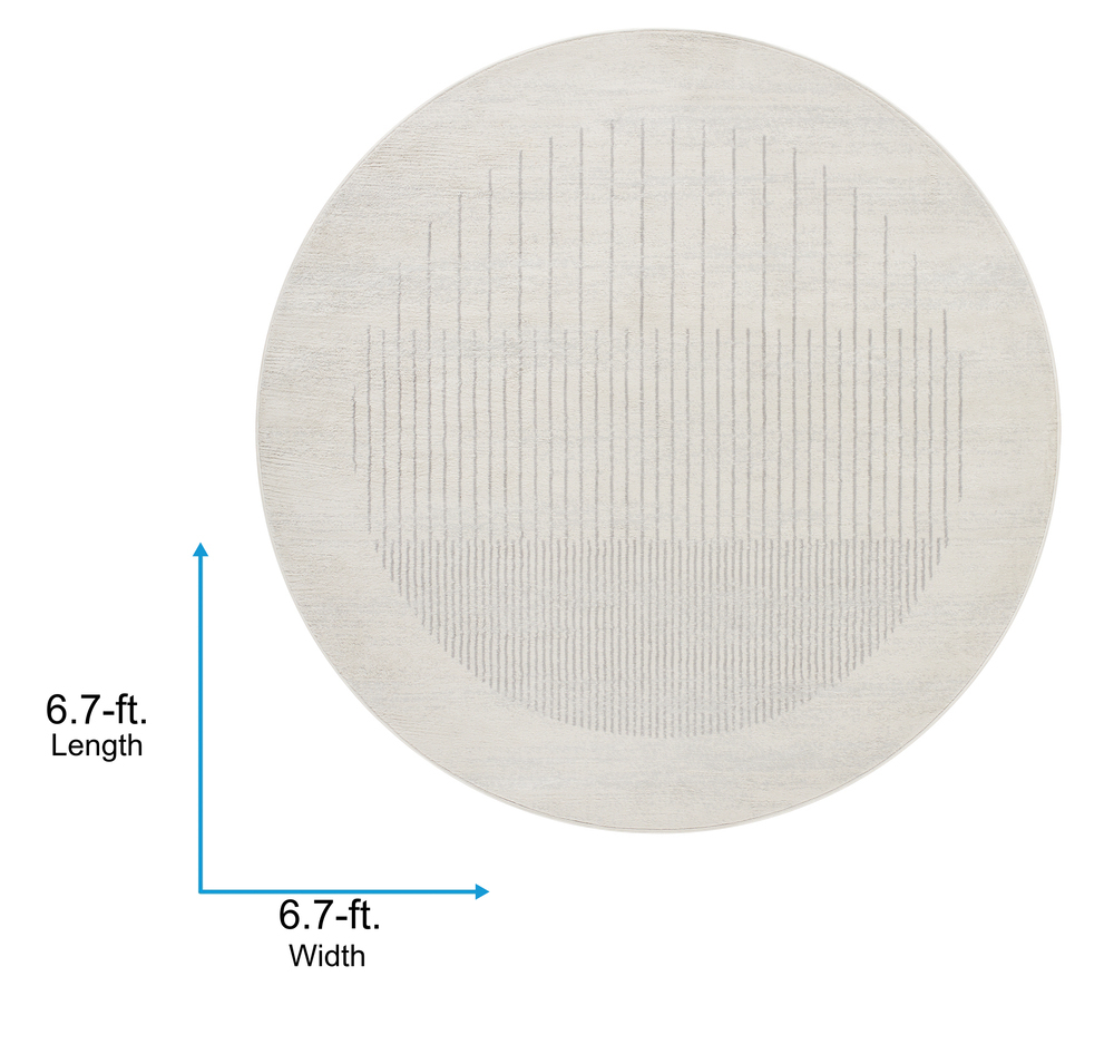 Livabliss Area Rugs for Living Room, 7ft Round Floransa Modern Cream Round Rug, Bedroom Dining Room Home Decor Stain Resistant Carpet (6'7" x 6'7")