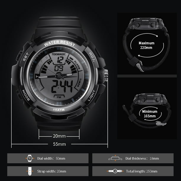 10 ATM Waterproof Sports Diving Watch Men Boys Swimming Watch with Stopwatch Chronograph Alarm Calendar Timer Dual Time Zone Display 12 24 Hour Format Walmart