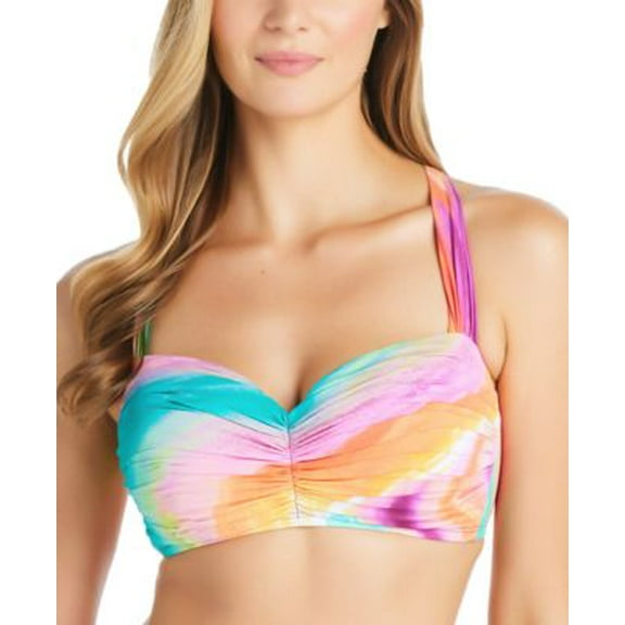 Bleu by Rod Beattie Women's Splash Out Shirred Bikini Top Swimwear Size 34DD
