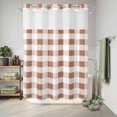 thumbnail image 6 of No Hook Shower Curtain, Brown Checkered Shower Curtains for Bathroom with See Through Top Window, Farmhouse Buffalo Plaid Waterproof & Washable Bath Curtain 60"x72", 6 of 9