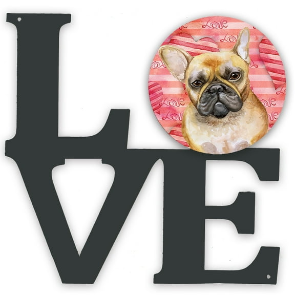 Carolines Treasures BB9775WALV French Bulldog Love Metal Wall Artwork LOVE Red 12X12 multicolor
