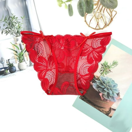YWDJ Cheeky Underwear for Women Sexy Lace Lightweight No Show Sexy Underwear Low-Rise Panties Silky Comfy Threaded Lace Body Thong Red One Size