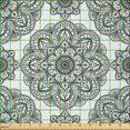 thumbnail image 2 of Ambesonne Black Fabric by the Yard Microfiber, Ornate Mandala Patterns, 1 Yard, Black, 2 of 4