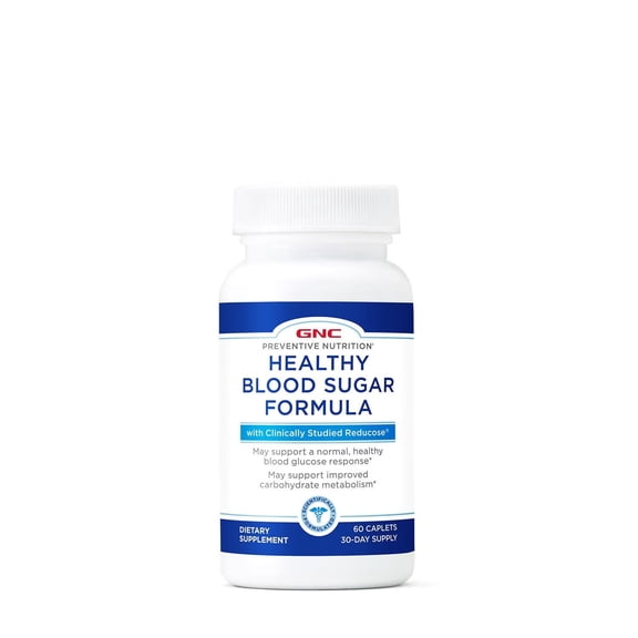 GNC Preventive Nutrition Healthy Blood Sugar Formula with Reducose - 60 Caplets (60 Servings)