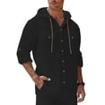 thumbnail image 5 of Horkkom Mens Button Down Shirt Long Sleeve Solid Color Linen Shirts Summer Breathable Casual Shirts with Pockets Hood XXL, 5 of 10