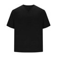 thumbnail image 4 of USNSM Men Gentlemans Business T Shirt Short Sleeve Fitness Muscle T Shirt V Neck Gym Tee Fashion Workout Casual Shirts Black L, 4 of 7