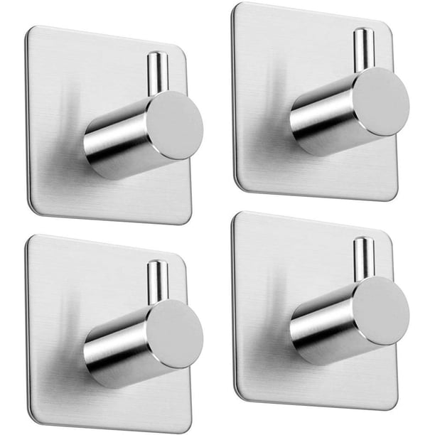 4, ganchos para toallas autoadhesivos, ganchos para batas, ganchos de pared, soporte para toallas de baño y cocina de acero inoxidable, gancho para ropa, sin perforaciones Sailing Electrónica