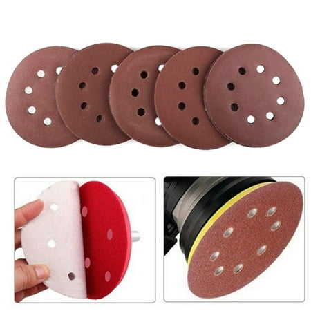 

SOAOUN 10Pcs/Set 8 Holes Round Shape Grinding Sanding Discs Hook Loop Sandpaper Pad