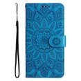 thumbnail image 2 of Dteck Fit for Apple iPhone 14 Plus Wallet Case with Wrist Strap,Stylish Flower Embossed Pattern PU Leather Magnetic Clasp Flip Stand Card Slots Purse Phone Case for Women Girls,Blue, 2 of 16