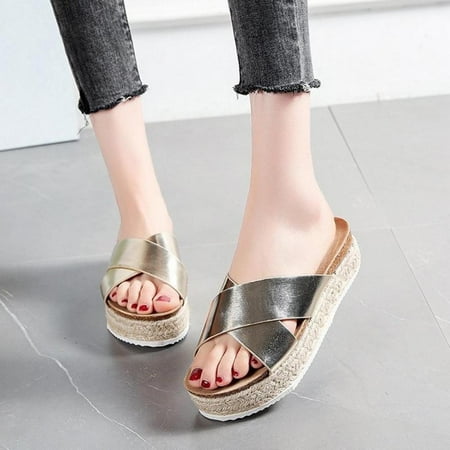 

Homedles Sandals for Women- Gift for Women Casual Flat Open toe Summer Comfortable Braided Sandals Gold 39