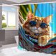 thumbnail image 5 of Cute Swimsuit Style Bath Curtain With Print No-Drill With 12 Hooks, 5 of 6