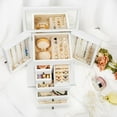 thumbnail image 6 of Jewelry Box for Women, 6 Layer Rustic Wooden Jewelry Boxes & Organizers with Mirror & Drawers for Rings Earrings Necklaces(White), 6 of 7