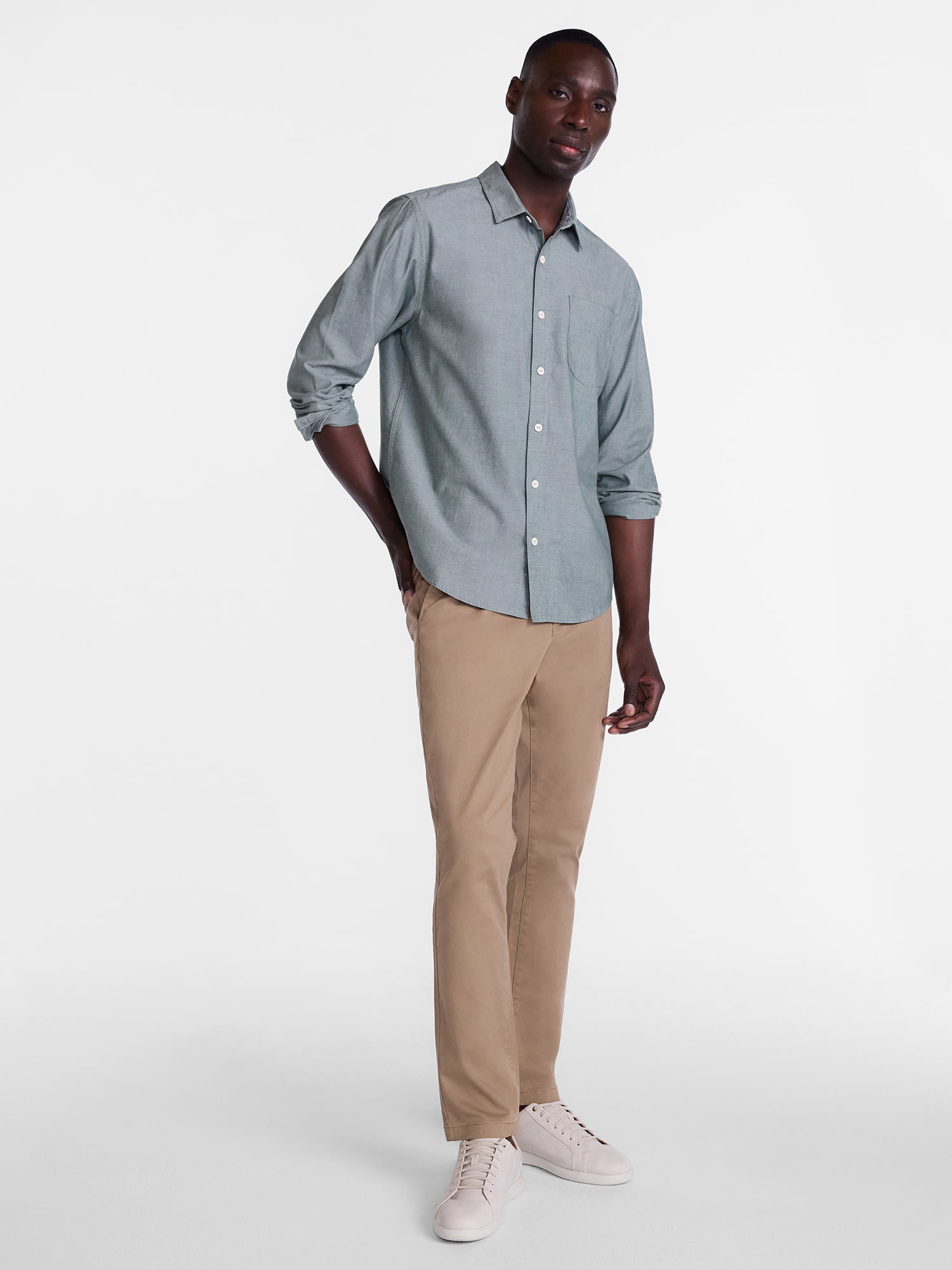 George Men's Poplin Shirt with Long Sleeves, Sizes S-3XL, LT-4XLT, 2XB-6XB