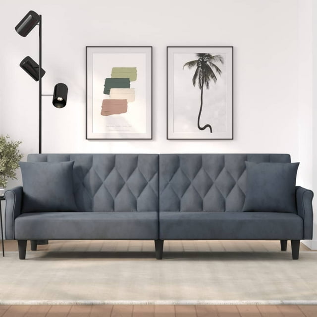 vidaXL Sofa Bed with Armrests Dark Grey Velvet