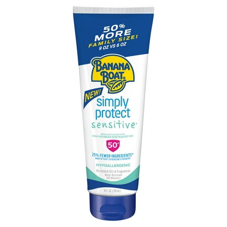 Banana Boat Simply Protect Sensitive Sunscreen Lotion SPF 50+, 9 (Best Sunblock For Kids With Sensitive Skin)