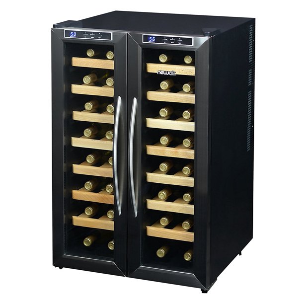 NewAir Silent Wine Cooler 32 Bottle Dual Zone Freestanding Fridge, AW