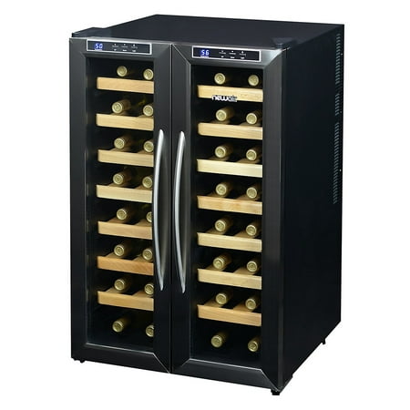 NewAir 32-Bottle Dual-Zone Thermoelectric Wine Refrigerator, Stainless Steel and