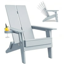Plastic Adirondack Chair Folding Lawn Chaise Chair with Cup Holder,for Outdoor Balcony Garden