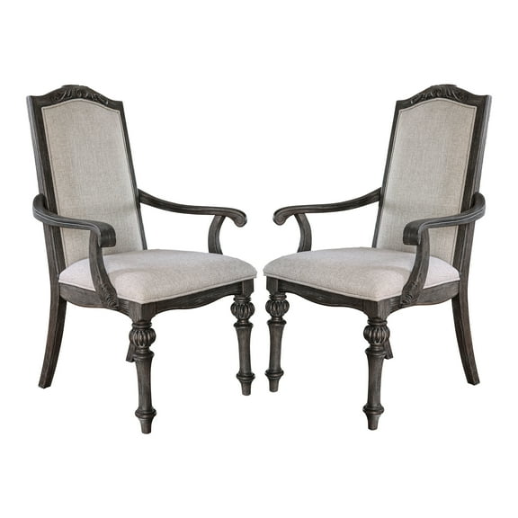 Furniture of America Ethelyn Dining Arm Chairs - Set of 2, Rustic Natural