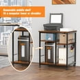 thumbnail image 2 of 3 Tier Printer Stand for Home Office Organization, Mobile Printer Cart with Wheels and 2 Hooks, Under Desk Shelf with Storage, for Living Room, Kitchen, Rustic Brown, 2 of 8