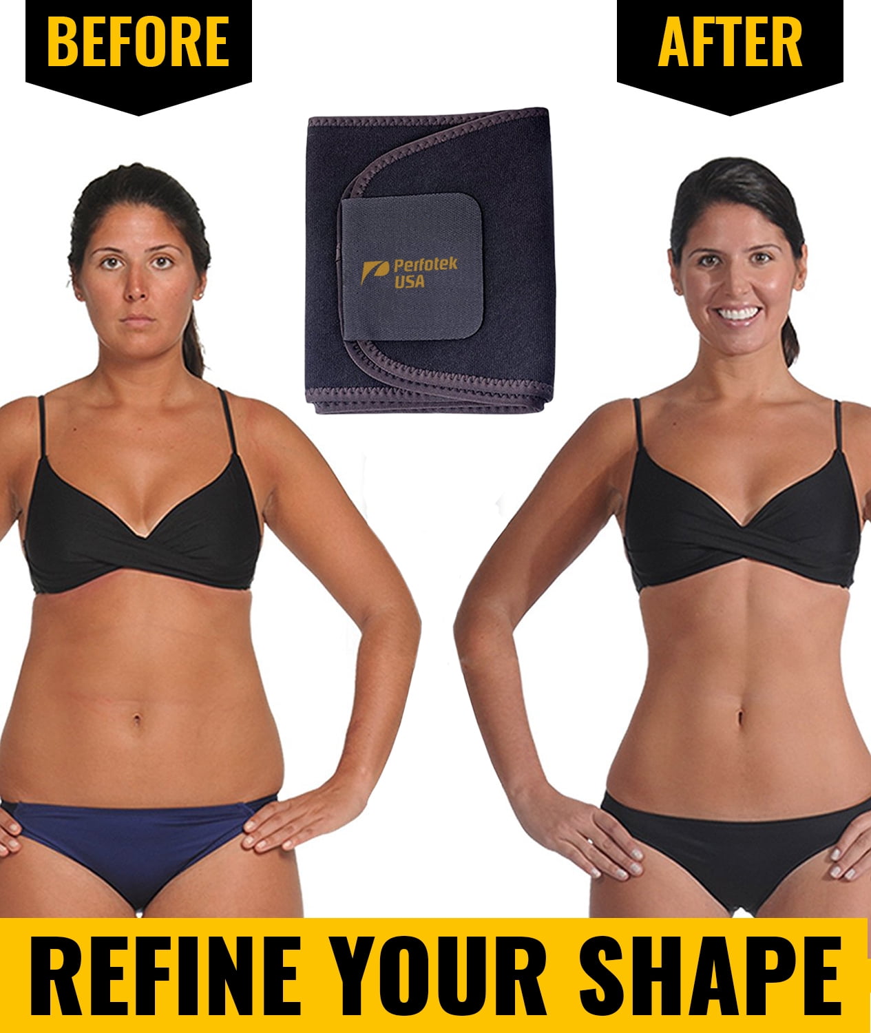 Waist trimmer belt top before and after