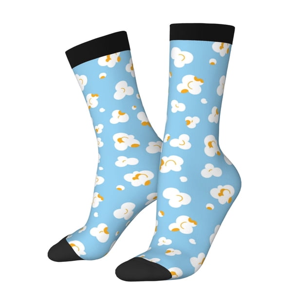 Fotbe Blue Popcorn Calcetas Largas con Estampado para Hombre y Mujer – Calcetas de Compresión Transpirables y Elásticas, Viajar y Uso Diario Talla 5-11