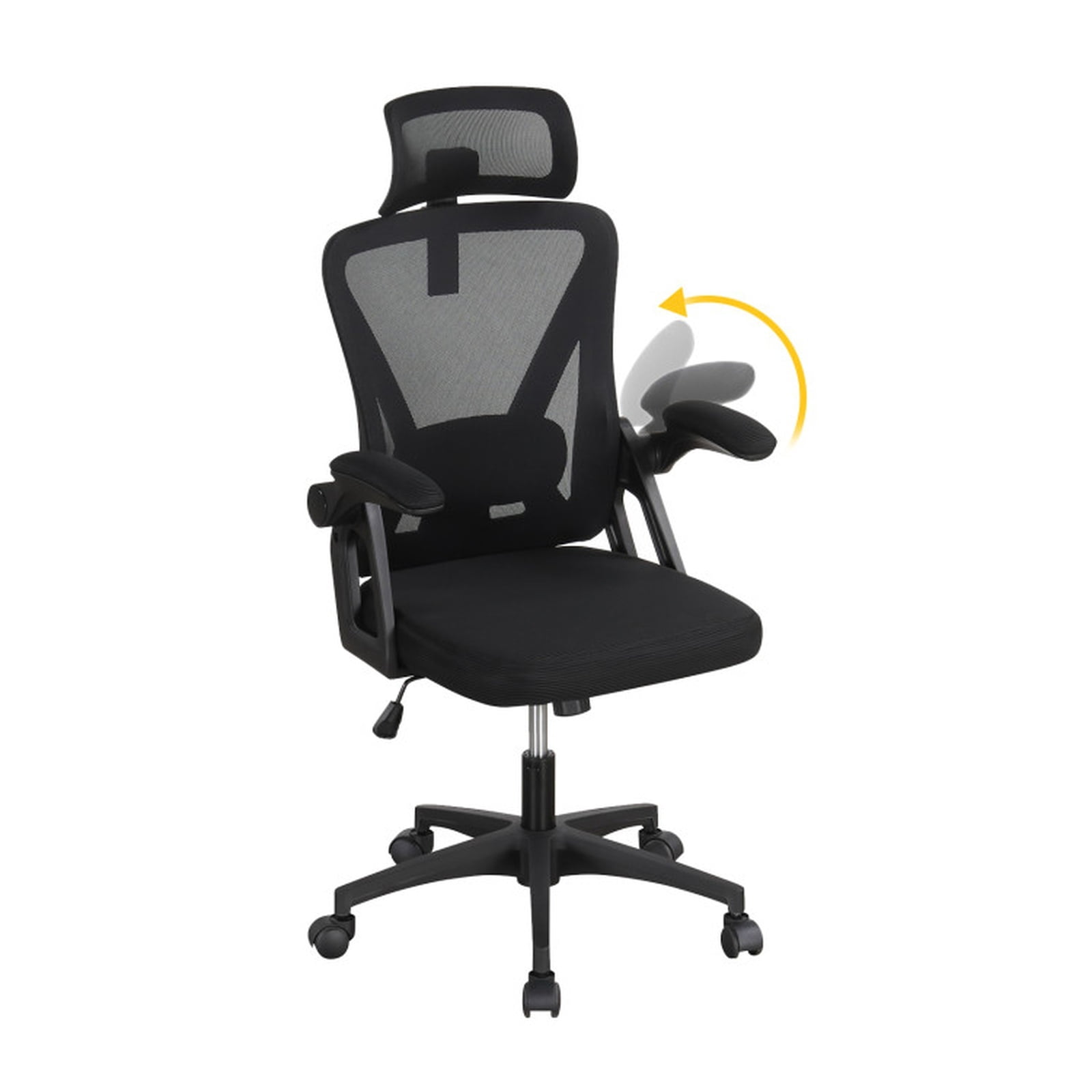 Furnibear Ergonomic Mesh Office Chair High Back Breathable Computer Chair with Adjustable Lumbar Support 2D Headrest and Flip Up Arms, Black