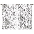 thumbnail image 6 of Black White Flower Small Kitchen Curtains Vintage Floral Plant Window Treatment Spring Botanical Cafe Short Window Curtains for Bathroom Dining Laundry Room Tier Treatment Drapes 27.5x39 inch, 6 of 6