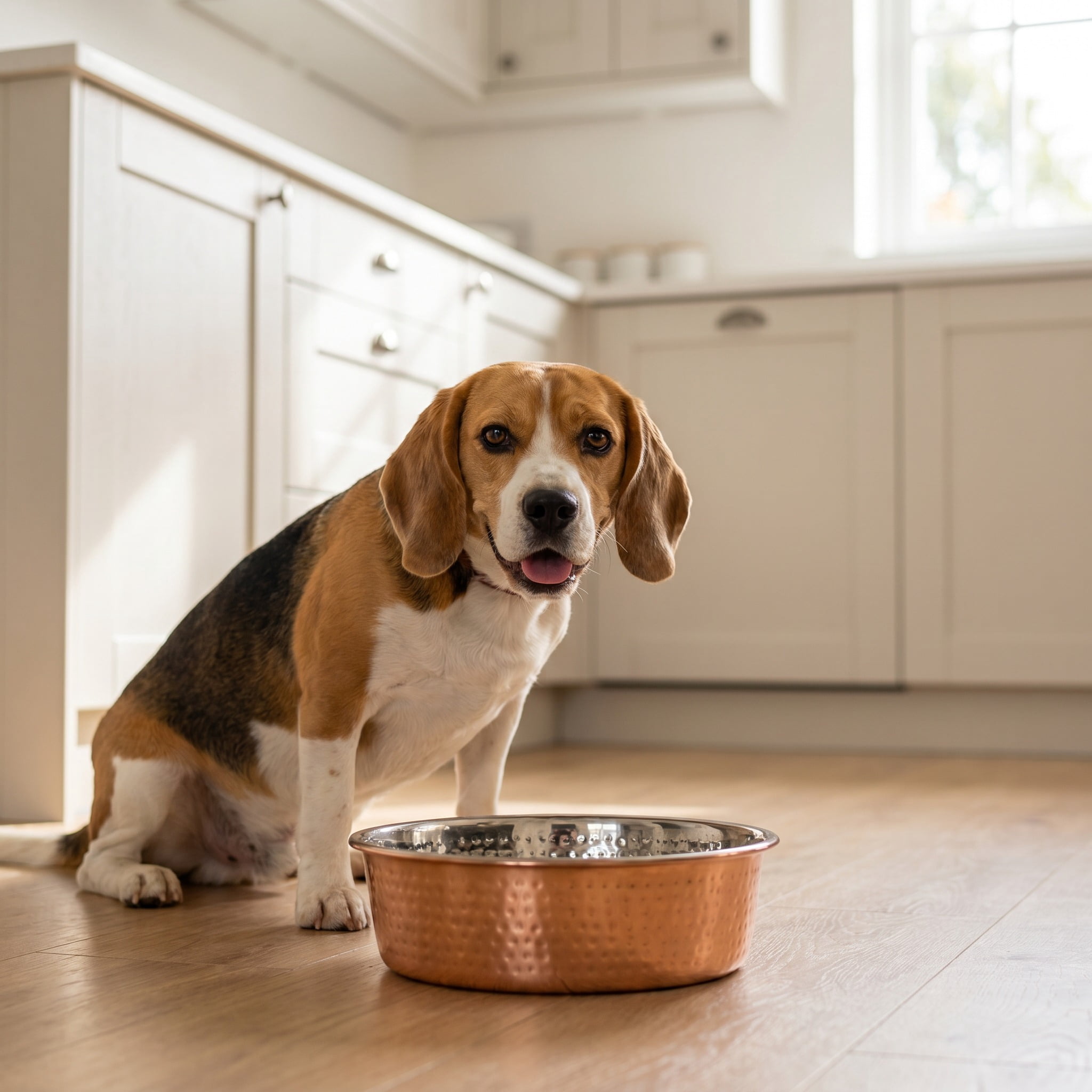 Vibrant Life Large 7.5-Cup Hammered Copper Pet Bowl with Stainless Steel Interior