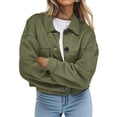 thumbnail image 1 of Chaqueta Corta de Ante Sintético para Mujer, Informal, Ligera, para Otoño e Invierno. Verde XL, 1 of 8