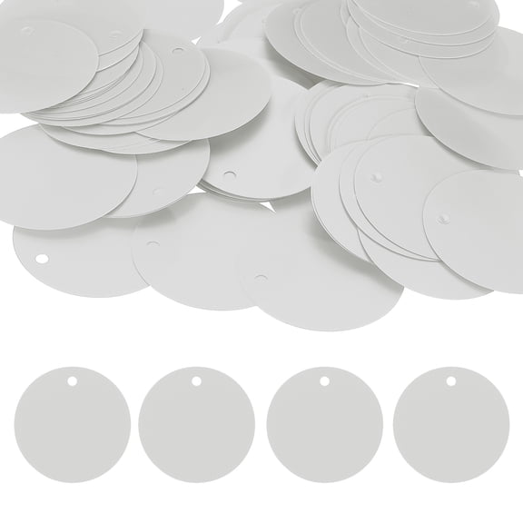 Uxcell 100Pcs Round Plastic Tags (5cm/1.9", Gray) - Blank Merchandise Clothing Labels Waterproof & Durable Identification Price Tags for Supermarkets Warehouse Office