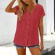thumbnail image 3 of Camisetas de Manga Corta Extra Larga para las Mujeres con Cuello en V Botón Placa con Cuello Blusa de Túnica, Camisa de Manga Larga Azul Claro Mujeres, 3 of 8