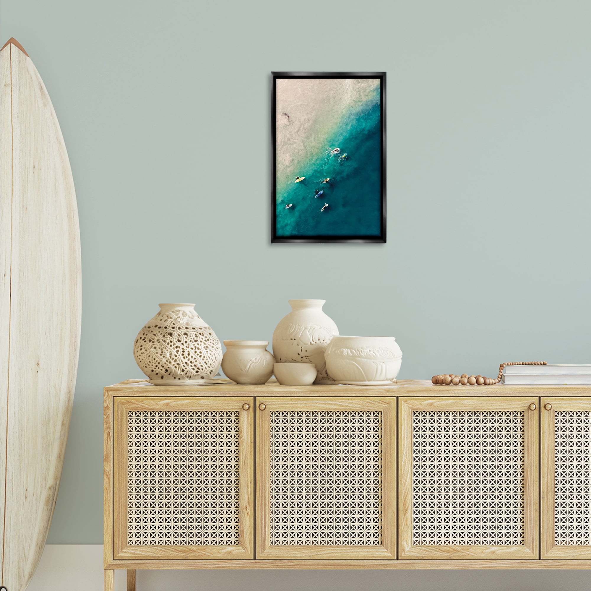 Stupell Industries Surfers on Vivid Shore Nautical & Beach Photography Black Floater Framed Canvas Art Print Wall Art, 17 x 25