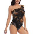 thumbnail image 3 of Pofeuu Steampunk Squirrel Pilot Print Women's One Piece Swimsuits One Shoulder Swimwear Asymmetric Ruffle Monokinis Bathing Suits-XX-Large, 3 of 6