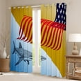 thumbnail image 2 of Erosebridal American Flag Curtains & Drapes Shark Fish Blackout Curtains For Living Room, Teens United States Federations Stars Curtains Blue Yellow Animal Design Window Curtains 52''Wx63''L, 2 of 5