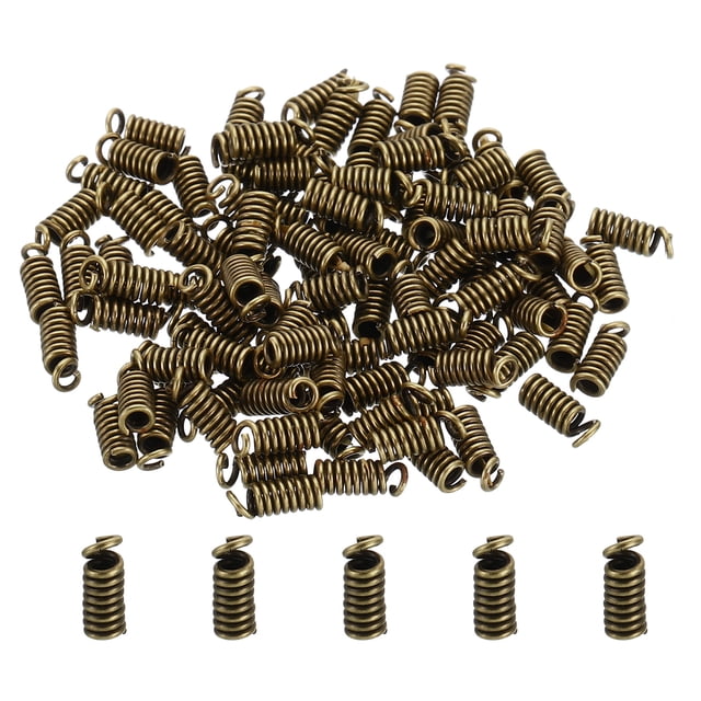 Unique Bargains Cord End Caps, 100Pcs 3x7mm Metal Spring Coil End Tips Crimp Terminators Caps Bronze Tone