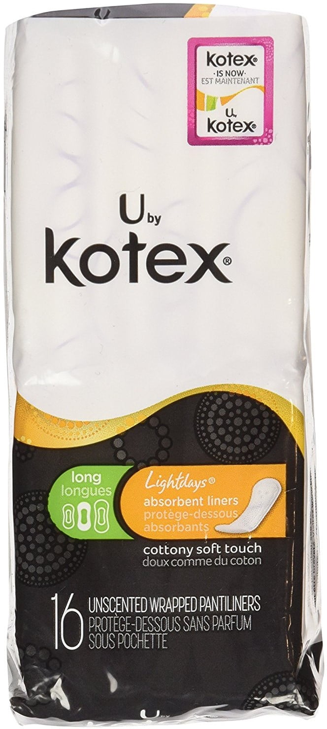 U by Kotex Lightdays Pantiliners, Unscented, Long, 16 Ct, 3 Pack