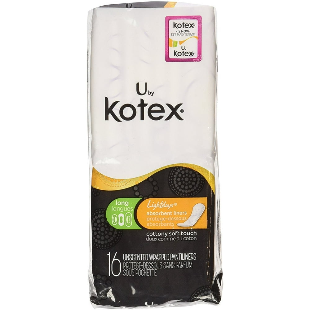 U by Kotex Lightdays Pantiliners, Unscented, Long, 16 Ct, 3 Pack