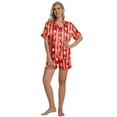 thumbnail image 6 of DAKIMOE Womens Silky Satin Pajama Set Short Sleeve Shirt with Shorts 2 Piece Christmas Pjs Sets Soft Silk Sleepwear Nightwear Button-Down Loungewear S-XL, 6 of 8