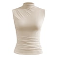 thumbnail image 4 of Landzoo Women'S Shirts Solid Color Sleeveless Crew Neck T-Shirt Summer Loose Fit Women Tops Size L Beige, 4 of 6