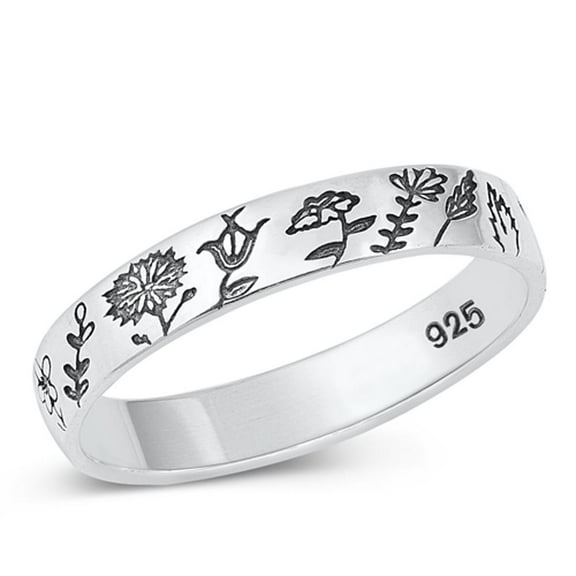 Vintage Flowers Garden Wholesale Ring .925 Sterling Silver Band Jewelry Female Male Unisex Size 8
