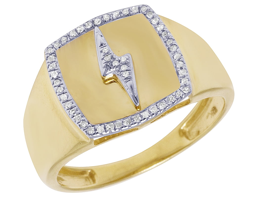 Jewelry Unlimited 10K Yellow Gold Real Diamond Lightning Bolt Ring