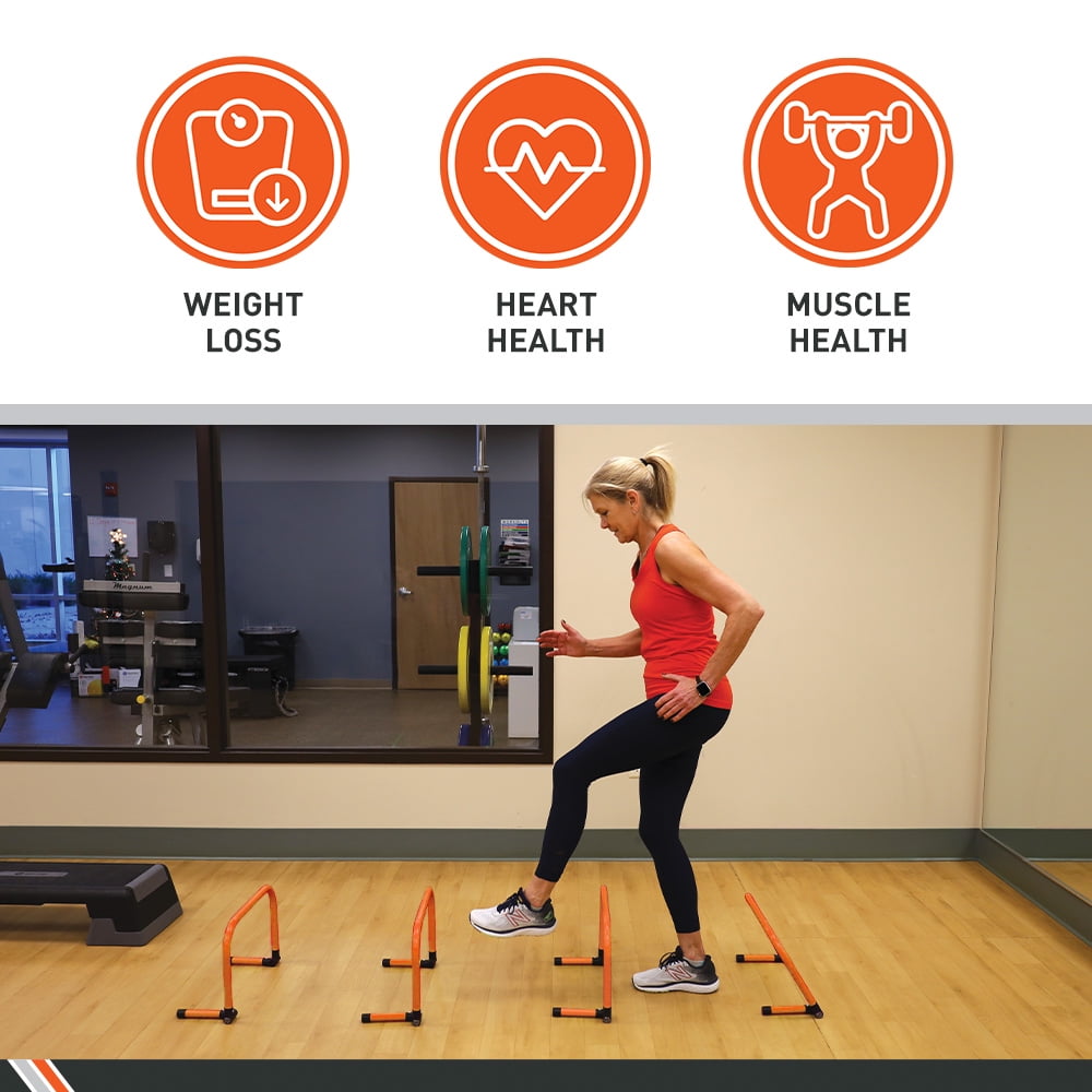 Body Sport Adjustable Athletic Speed Training Hurdles in Orange, Jumping & Speed Training Fitness Equipment, Hurdles for Track & Field, Basketball, Soccer & More, Set of 5